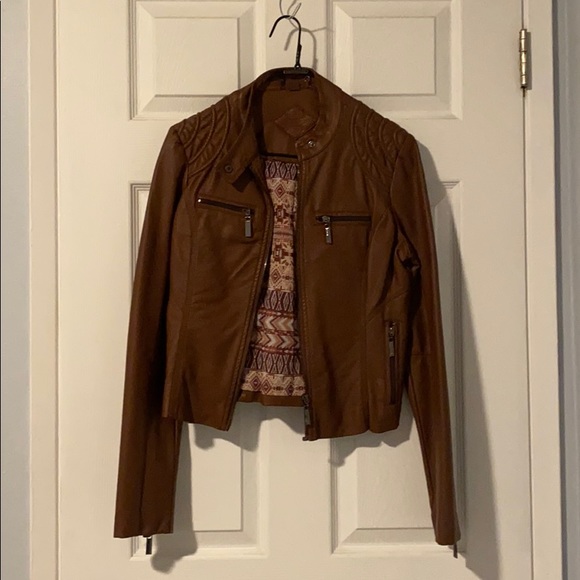 Brown Faux Leather Jacket (S) - Picture 1 of 2